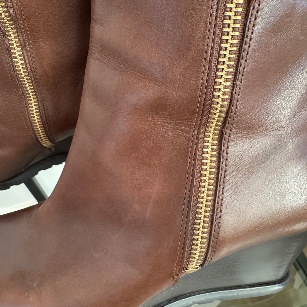 MICHAEL KORS Aileen Brown LeatherWedge Bootie Size 8 - Picture 11 of 15